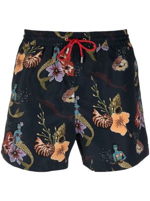 Paul Smith floral mermaid-print swimming shorts - Blue