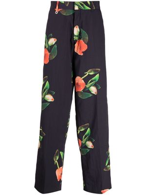 Paul Smith floral-print tailored trousers - Black