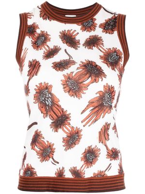 Paul Smith floral-print wool tank top - White