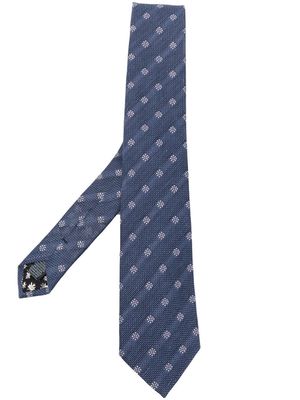 Paul Smith geometric-embroidery silk-blend tie - Blue