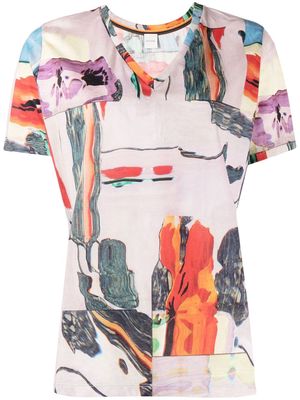 Paul Smith Glitch Floral-print V-neck T-shirt - Multicolour