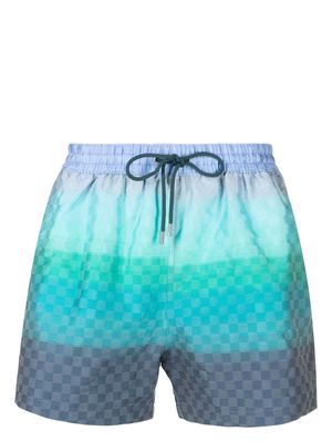 Paul Smith Gradient Check-jacquard swim shorts - Blue