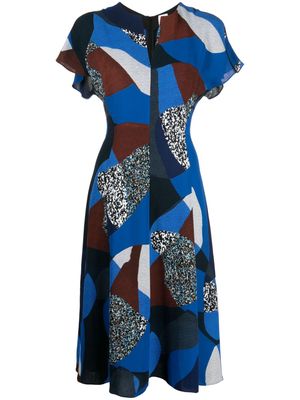 Paul Smith graphic-print V-neck midi dress - Blue
