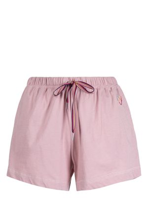 Paul Smith heart-embroidered cotton lounge shorts - Pink