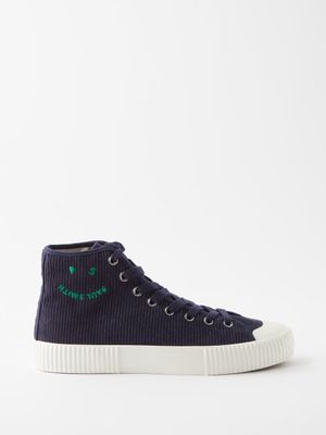 Paul Smith - Kibby Cotton-corduroy High-top Trainers - Mens - Blue Navy
