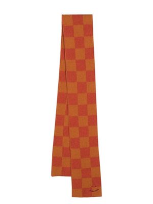 Paul Smith logo-embroidered wool scarf - Orange