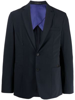 Paul Smith logo-patch single-breasted blazer - Blue