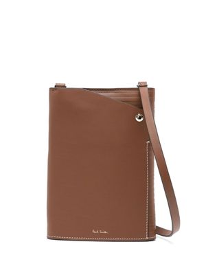 Paul Smith logo-stamp leather messenger bag - Brown