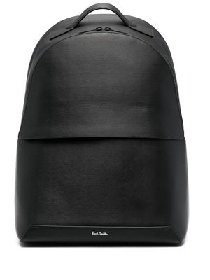 Paul Smith logo-strap leather backpack - Black