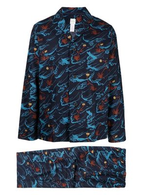 Paul Smith Long Cliff-print pajamas - Blue