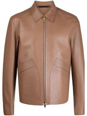 Paul Smith long-sleeved lambskin shirt jacket - Brown