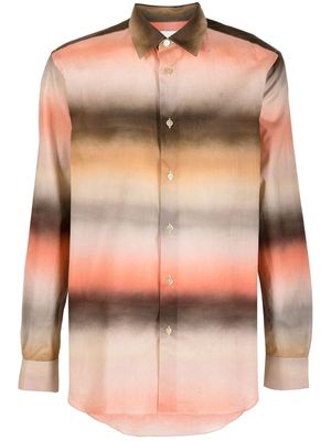 Paul Smith ombré-effect stripe-pattern shirt - Brown