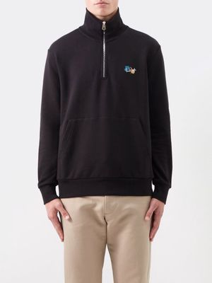 Paul Smith - Organic Cotton-jersey Half-zip Sweatshirt - Mens - Black