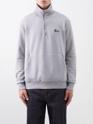 Paul Smith - Organic Cotton-jersey Half-zip Sweatshirt - Mens - Grey