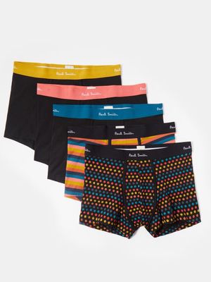 Paul Smith - Pack Of Five Logo-waistband Cotton-blend Trunks - Mens - Multi