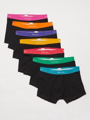 Paul Smith - Pack Of Seven Logo-waistband Cotton-blend Trunks - Mens - Black Multi