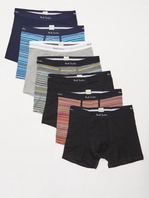 Paul Smith - Pack Of Seven Logo-waistband Cotton-blend Trunks - Mens - Multi