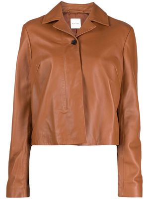 Paul Smith peaked leather jacket - Brown