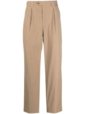 Paul Smith pleat-detail cotton straight-leg trousers - Neutrals