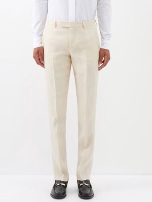 Paul Smith - Pleated Linen Slim-leg Suit Trousers - Mens - Cream
