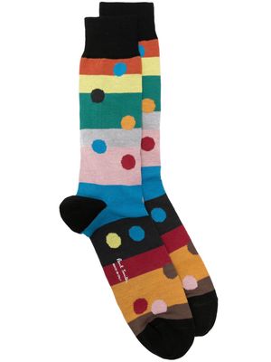 Paul Smith polka-dot striped socks - Black