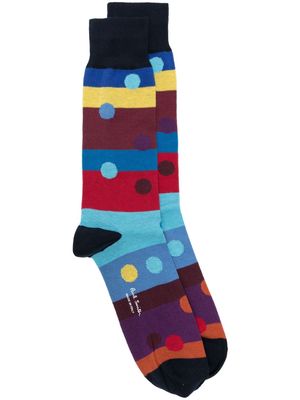 Paul Smith polka-dot striped socks - Blue