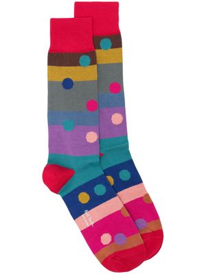 Paul Smith polka-dot striped socks - Red