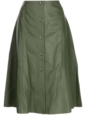 Paul Smith press-stud leather midi skirt - Green