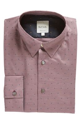 Paul Smith Regular Fit Dot Print Organic Cotton Dress Shirt in Mauve