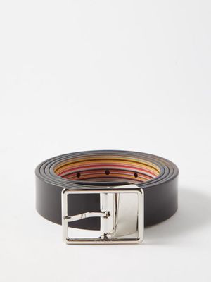 Paul Smith - Reversible Signature Stripe Leather Belt - Mens - Black Multi
