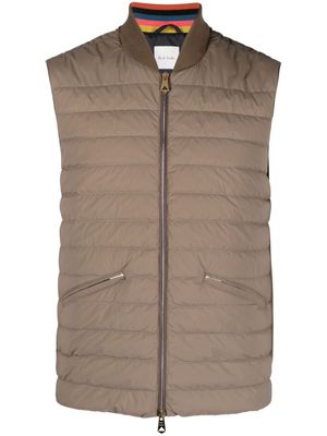 Paul Smith ribbed-panel quilted gilet - Neutrals
