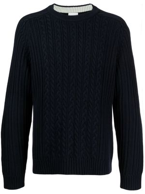 Paul Smith ribbed-trim cable-knit jumper - Blue