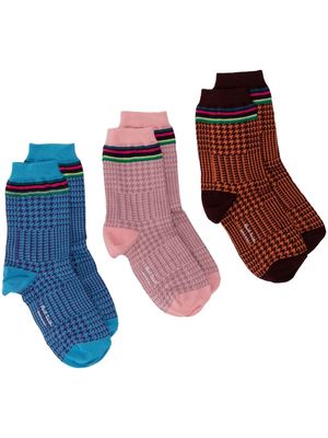 Paul Smith set-of-three houndstooth socks - Blue