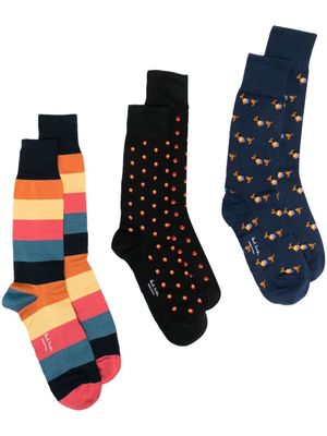 Paul Smith set-of-three printed socks - Blue