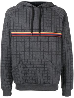 Paul Smith signature-stripe grid-print hoodie - Grey