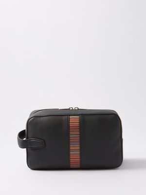 Paul Smith - Signature-stripe Leather Wash Bag - Mens - Black Multi