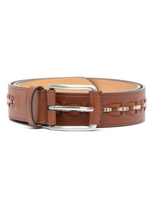 Paul Smith Signature Stripe woven leather belt - Brown