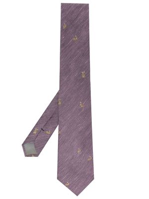 Paul Smith silk embroidered-motif tie - Purple
