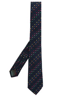Paul Smith silk embroidered-star tie - Blue