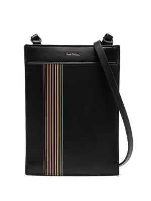 Paul Smith Stripe Block leather messenger bag - Black