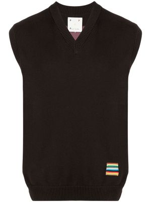Paul Smith stripe-detail knitted vest - Brown