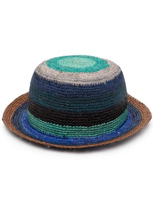 Paul Smith stripe-detail raffia sun hat - Blue