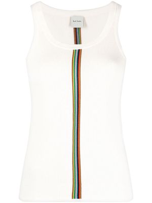 Paul Smith stripe detail ribbed tank top - Neutrals