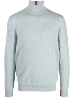 Paul Smith stripe-detail rollneck sweater - Blue