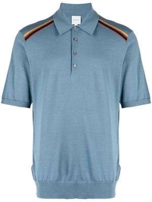 Paul Smith stripe-detailing knitted polo shirt - Blue