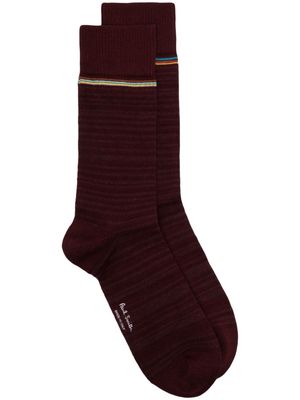 Paul Smith stripe-detailing ribbed-knit socks - Red