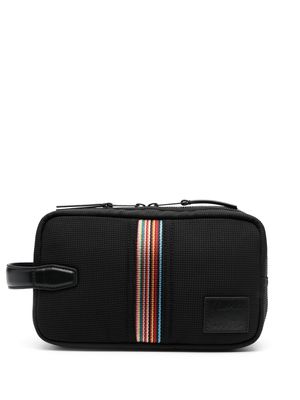 Paul Smith stripe-embroidered wash bag - Black