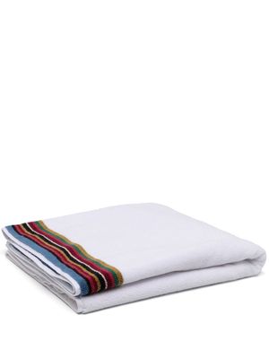 Paul Smith stripe-pattern embroidered-logo towel - White