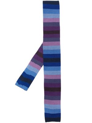 Paul Smith stripe-pattern square tip tie - Blue