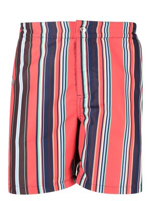 Paul Smith stripe-pattern swim shorts - Red
